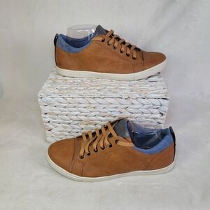 Aldo Brown Leather Casual Sneakers Comfy Shoes Mens 11 Casual Modern Preppy Dad